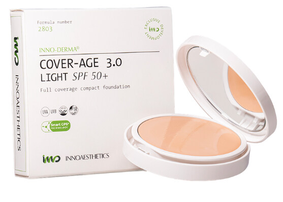 Innoaesthetics EPIGEN COVERAGE 3.0 LIGHT SPF 50+ — компактная крем-пудра со светлым тоном, 12 г