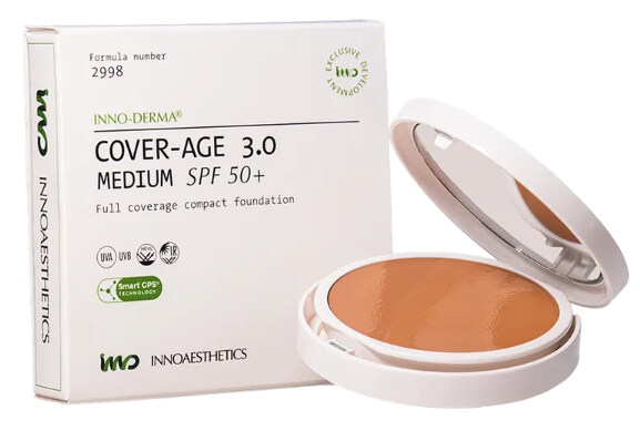 Innoaesthetics Epigen Coverage 3.0 Medium SPF 50+ — крем-пудра с высоким фотозащитным фактором и защитой от HEVL, средний тон, 12 г